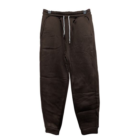 Womens Large Dark Brown Sweatpants Pocket Drawstring Elastic Waist Jogger Pants - Picture 3 of 8